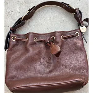 Vintage Dooney & Bourke Dark Brown Leather Drawstring Shoulder Bag Purse RARE thumbnail 5
