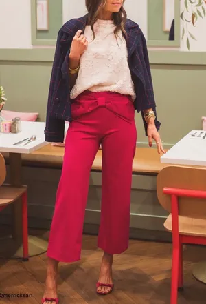 Anthropologie Maeve The Colette Bow-Waist Crop Wide-Leg Pants, Size 25 thumbnail 6