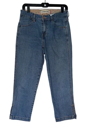 Levis Classic Capri Jeans Womens 10 Medium Wash Blue Cropped Side Slit thumbnail 1