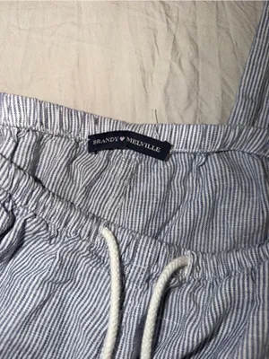 Brandy Melville Light Blue Striped Drawstring Joggers thumbnail 3