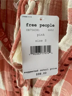 Free People NWTs Honey Grove Plaid Boho Embroidered Blouse size small Rust Cream thumbnail 7
