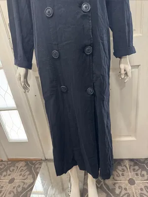 Free People Sweet Melody Trench Coat Black Lightweight Slouchy Linen Blend S-M thumbnail 7
