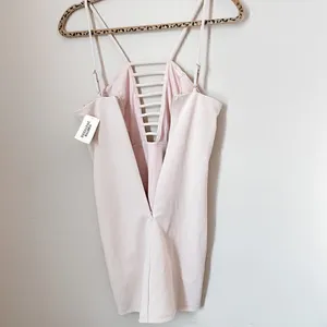 NWT Forever 21 nude caged neck strappy bodycon mini dress thumbnail 4