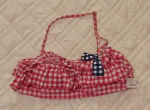 Marina West Pink Gingham Bikini Top NWT Ruffle Bow Coquette Cottagecore Swim 26" thumbnail 1