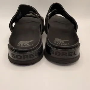 Sorel Kinetic Impact II Slide Black Leather Platform‎ Sandal Womens 7.5 thumbnail 6