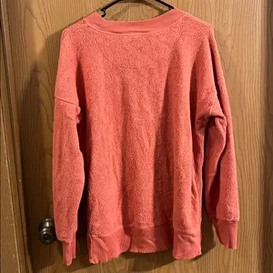 Aerie Chilled Out Coral French Terry Oversized Sweatshirt Small‎ thumbnail 3