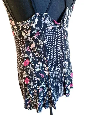 UO Kimchi Blue Mixed print floral dot patchwork plunge halter strappy back tank thumbnail 5