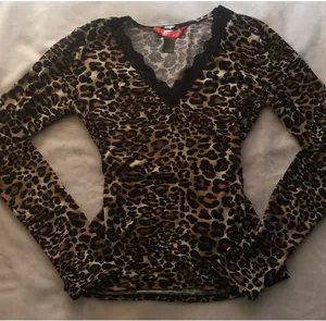 Cheetah Lace Long Sleeve Brown Size M thumbnail 1