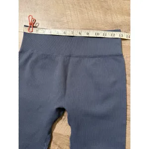 Unbranded Ribbed High Waisted Seamless‎ Leggings Slate Blue Size Large thumbnail 6