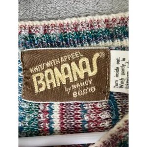 Vintage Multicolor Striped Knit Sweater 70s Boho Retro Folk Hippie Small 80s thumbnail 5