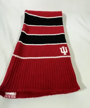 Indiana Hoosiers IU‎ Striped Knit Scarf One Size Fits All Team Red Black White thumbnail 1