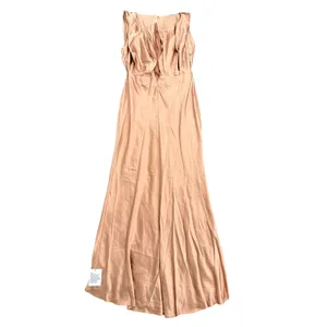 ASOS Design Textured Satin Drape Shoulder Maxi in Brown, Size 14 thumbnail 5