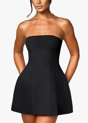 New Strapless Tube A-line Mini Lined Dress Cocktail Classic M thumbnail 1