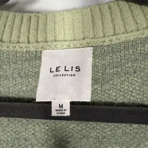Le Lis Sage Green and Light Gray Striped Open Cardigan thumbnail 4