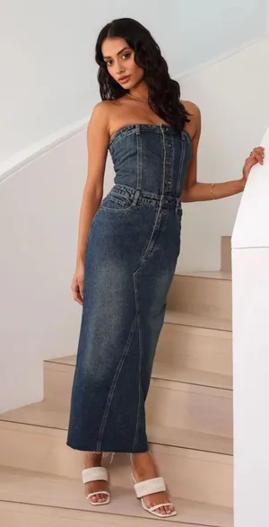 Lioness Vista Denim Midi Dress thumbnail 1