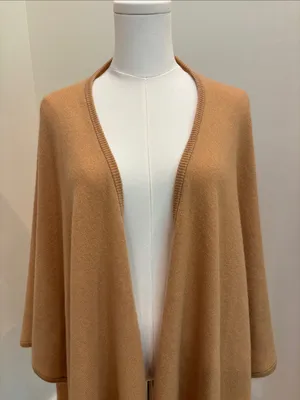 Atelier Nicole Miller Knit Wrap 100% Cashmere Camel OS thumbnail 2