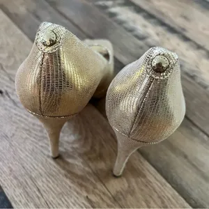 Michael Kors Gold Peep Toe High Heels thumbnail 2