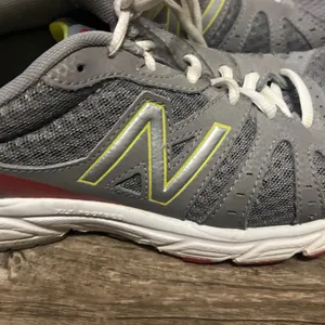 New Balance Gray Athletic Sneakers with Neon Yellow Accents thumbnail 3