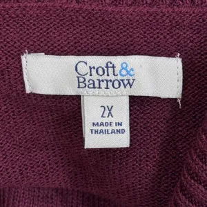 Croft & Barrow Maroon Double Layer Knit Cardigan Sweater Plus Size 2X thumbnail 5
