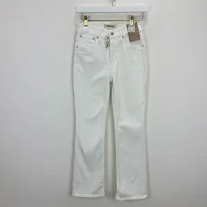 Madewell Kick Out Crop Jeans Pure White Stretch Mid Rise Flare NI961 US 24 NWT thumbnail 7