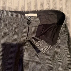 Banana Republic Glen Plaid Wool Blend‎ Ankle Zipper Trousers Black White 0 thumbnail 9