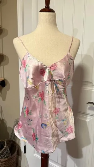 Secret Treasures Pink‎ Floral Cami Tank Top Women's Medium thumbnail 1