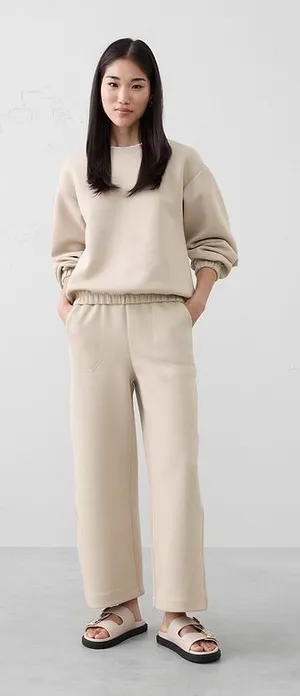 Banana Republic High-Rise Wide-Leg Crop Khaki Pant L COTTON thumbnail 1