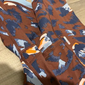 Aerie Chill Play Move Activewear Leggings‎ Leopard Cheetah brown blue small thumbnail 3