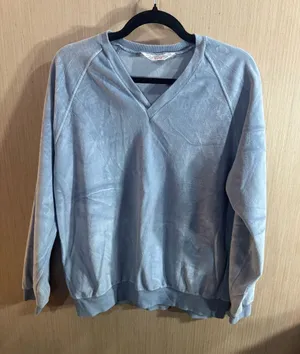 Women’s Levi's Vintage Sky Blue V-Neck Velour Sweatshirt Size Large thumbnail 1