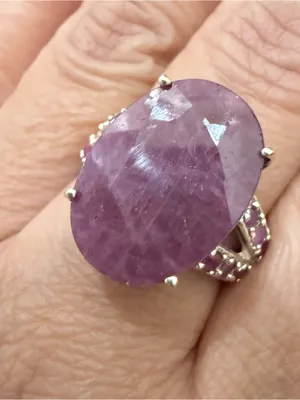925 Silver Natural Ruby Gemstone Cocktail Ring Size 7.5 Pink thumbnail 2