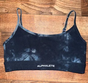 Alphalete Black & Gray Tie-Dye Seamless Bralette Small thumbnail 1