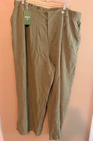 Halara Olive Green Wide-Leg Pants 2X Rayon & Nylon Blend Elastic Waistband With thumbnail 1