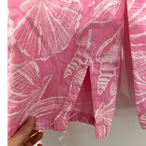 Fresh Produce Pink Seashell Cotton Long Sleeve Top Blouse Made in USA M/L Beach thumbnail 5
