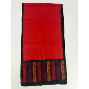 Anne Klein‎ Scarf Women OS Red Silk Striped Border Vintage thumbnail 4