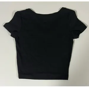 Wild Fable Black Solid Short Sleeve V-Neck Shirt Top Blouse Tee Size XS 🖤 thumbnail 4