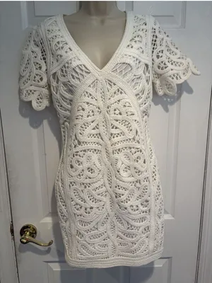 French Connection Mesi Macrame Dress‎ White Size 6 NWT 71HOM Bridal Crochet thumbnail 1