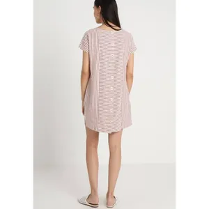 Madewell Womens Red White Striped Button Back Mini‎ Dress M Linen Blend BT26 thumbnail 3