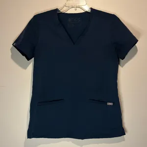 Figs- Navy/Seafoam Blue Scrub Top Technical Collection Work Hospital Medical- Size XS thumbnail 1