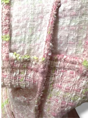 ZARA | NWOT Morocco Cotton Pink Green Plaid Tweed Side Zip Mini Skirt Shorts (S) thumbnail 8