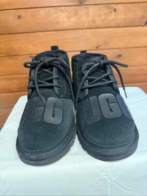 UGG Neumel Scatter Graphic boots, black suede embossed logo Sz 9 thumbnail 7
