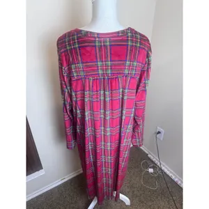 Aria Collection Red Plaid Long Sleeve Nightgown XL Fleece Sleepwear Holiday Core thumbnail 4