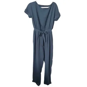 ZARA Tie Front Ankle Jumpsuit in Teal‎ Sz Small thumbnail 3