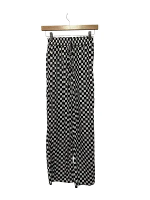 Checkerboard High-Rise Wide Leg Pants - Black & White thumbnail 3