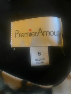 Premier Amour Floral Draped Sleeveless Dress in Black and Cream. Size 6 thumbnail 4