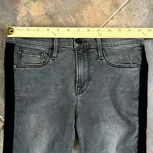 Frame Skinny Black Velvet Stripe Jeans 26 thumbnail 4
