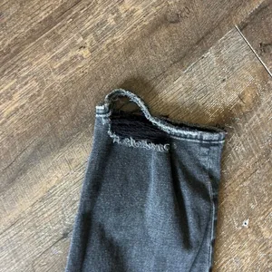 Abercrombie & Fitch Ankle Straight Ultra High Rise Distressed Black Jeans 32 14R thumbnail 6