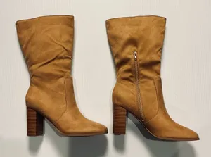 Tan Faux Suede Women's Boots Size 8 1/2 thumbnail 1