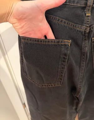 ZARA Mid-Rise Black Wide Leg Jeans thumbnail 4