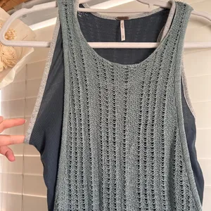 Free People Layered Knit Sweater Tank Blue Gray Boho Size small thumbnail 5