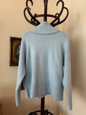 Light Blue Turtleneck Knit Sweater Size L thumbnail 3